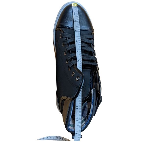 Max Star Men's Black Lace Up High Tops Faux Leather Straps Plaid Size 46, NWOT - Picture 14 of 14